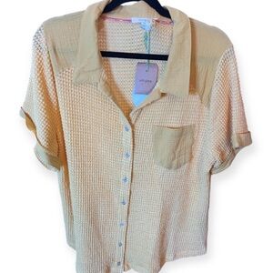 NWT Umgee USA Textured Button-Front Top | Size 1XL